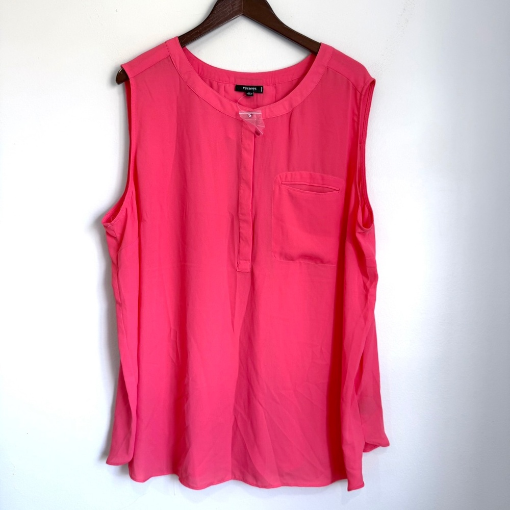 PREMISE STUDIO New Womens Plus 3X Coral Sleeveless 1/2 Button Blouse RR17